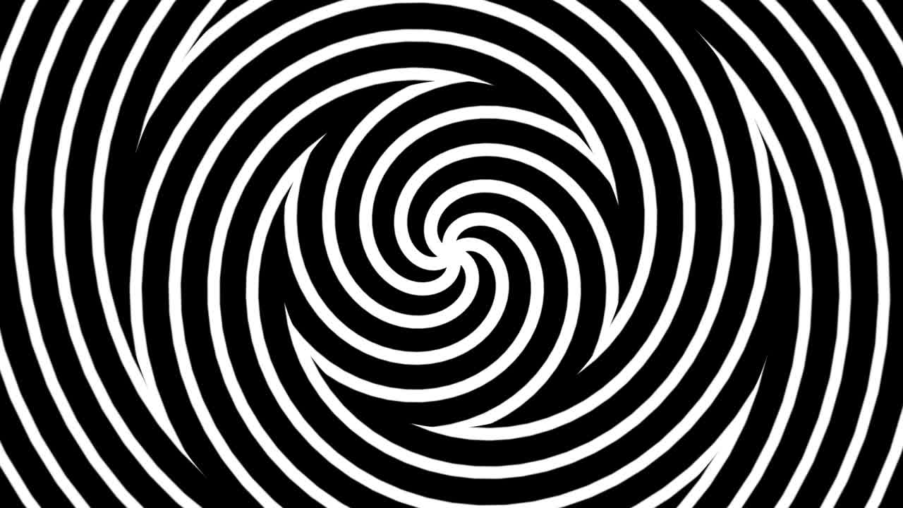 최면 스피럴과 오프 아트 효과, 회전하는 원과 함께 추상적인 모션 배경, 광학 착각 및 끊임없이 움직이는 스피럴 패턴, 원활한 루프 4k 애니메이션