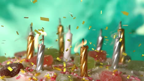 animation of confetti falling over birthday candles