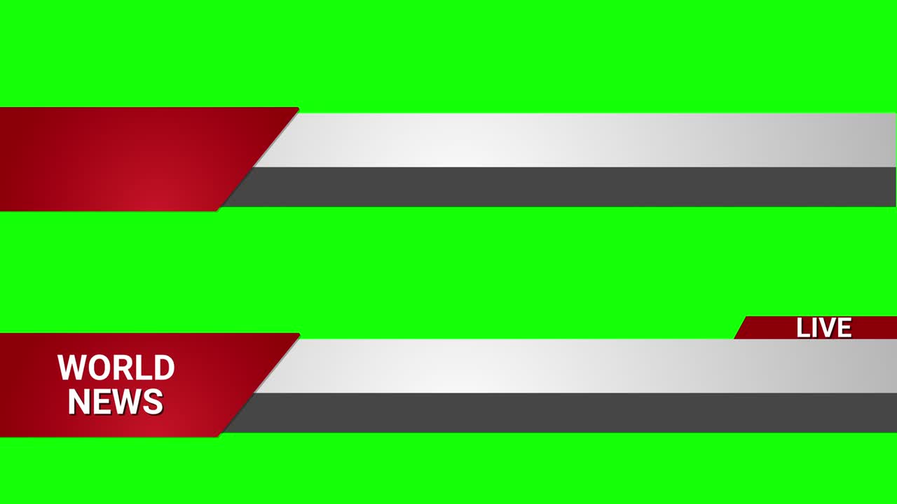 noticias de última hora en vivo. tercer gráfico inferior para los títulos. pantalla verde tecla de croma