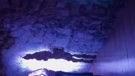 video vertical de una persona de pie en una luz brillante, proyectando una sombra dramática en una pared de piedra robusta. el relieve texturizado y el juego de luz y sombra crean un sorprendente efecto visual.