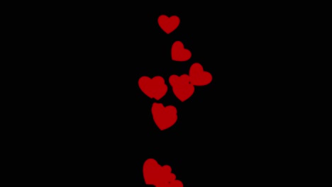 red hearts particles 4k 3d green screen loop animation valentines background emoji heart social
