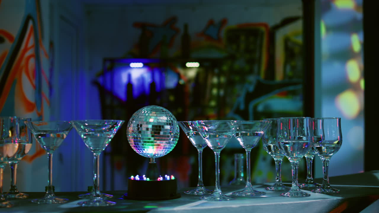 Disco Ball and Cocktails at the Bar