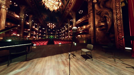 empty stage with microphone in a grand concert hall