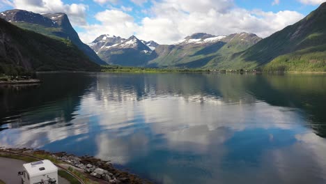 aerial footage beautiful nature norway.