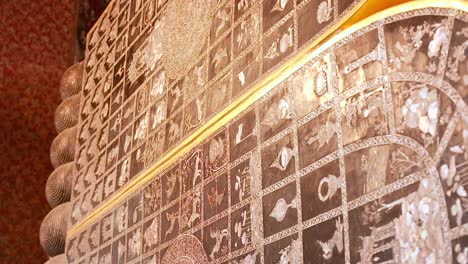 close-up of wat pho's buddha foot patterns