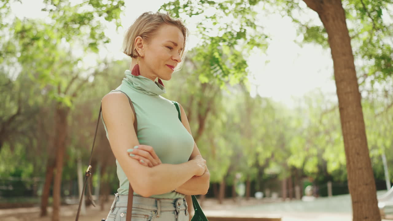 Woman enjoying a peaceful moment in the park