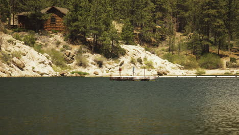 floating diving raft without anyone drifting in big bear lake