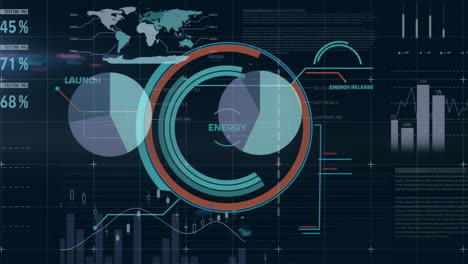 Animation-of-data-processing-over-diagrams-and-scope-scanning-on-black-background