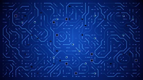 blue circuit animation motherboard background loop