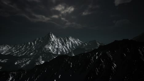 mountains in evening cloudy sky