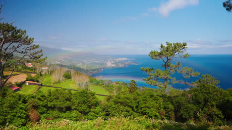 static shot of picturesque vibrant rocky coastline in sao miguel island, azores, portugal