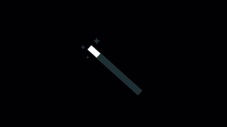 Animated Magic Wand with Sparkles on Black Background