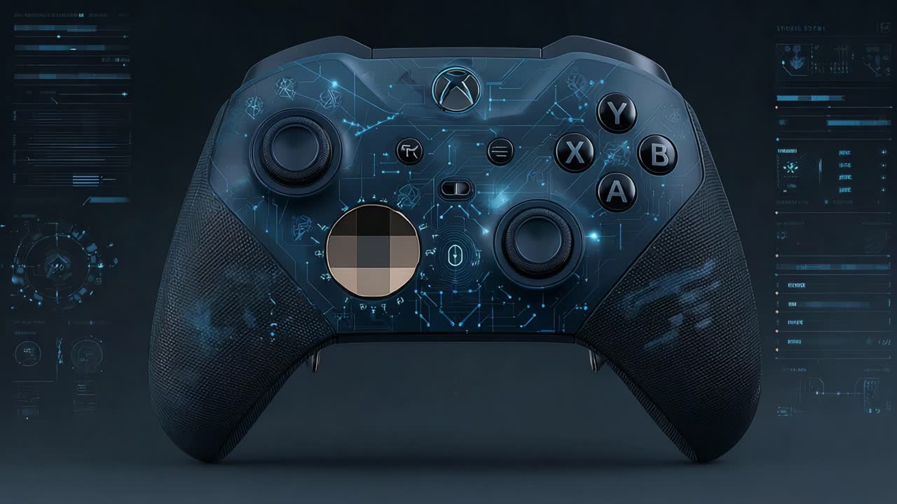 Futuristic Gaming Controller Design Transforming Through Digital Graphics and Interface Evolutions in a High-Tech Environment