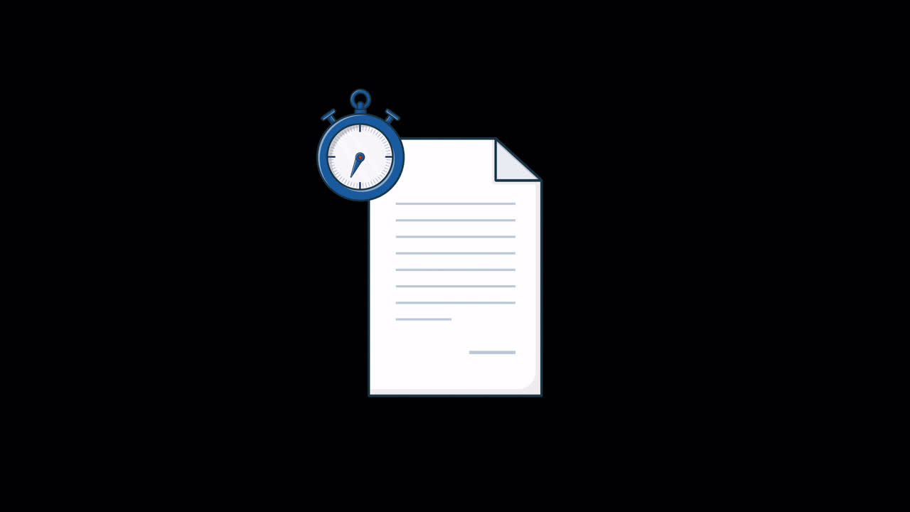 Animated Stopwatch Ticking on Document Icon