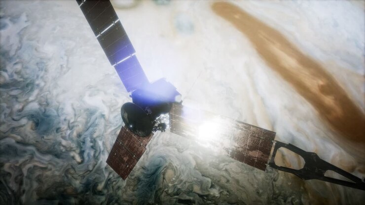 Juno sattelite orbiting Jupiter