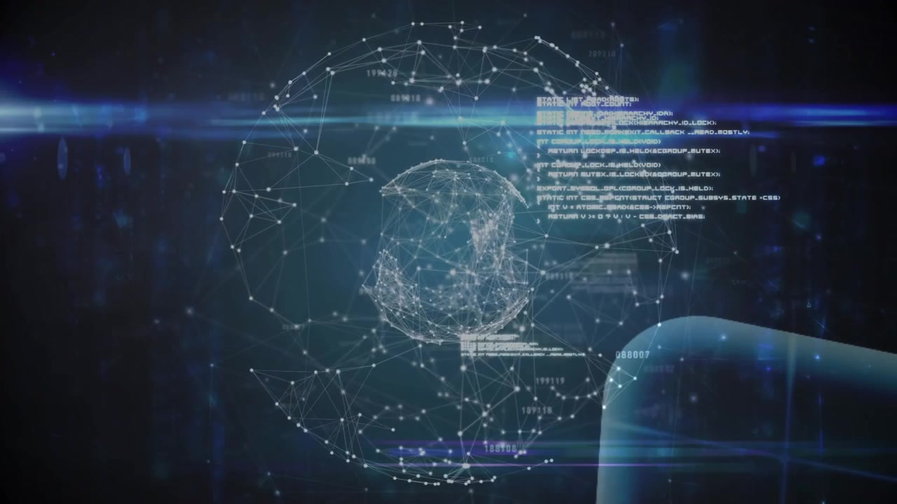 Animation of globe of network of connections with glowing spots