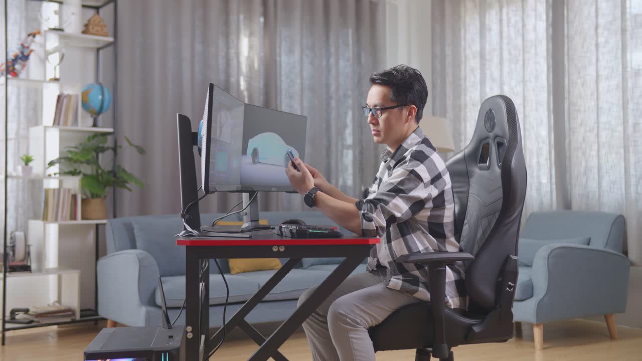 행복한 디자이너가 성공을 축하합니다.