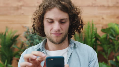 man, phone and face happy for social media