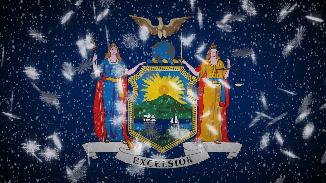 뉴욕의 발, 눈이 떨어지고, 새해와 크리스마스의 배경, 루프