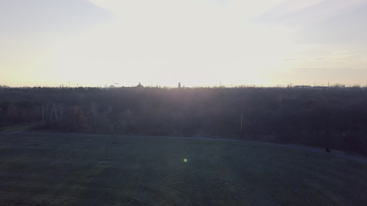 drone fast flying towards the sun