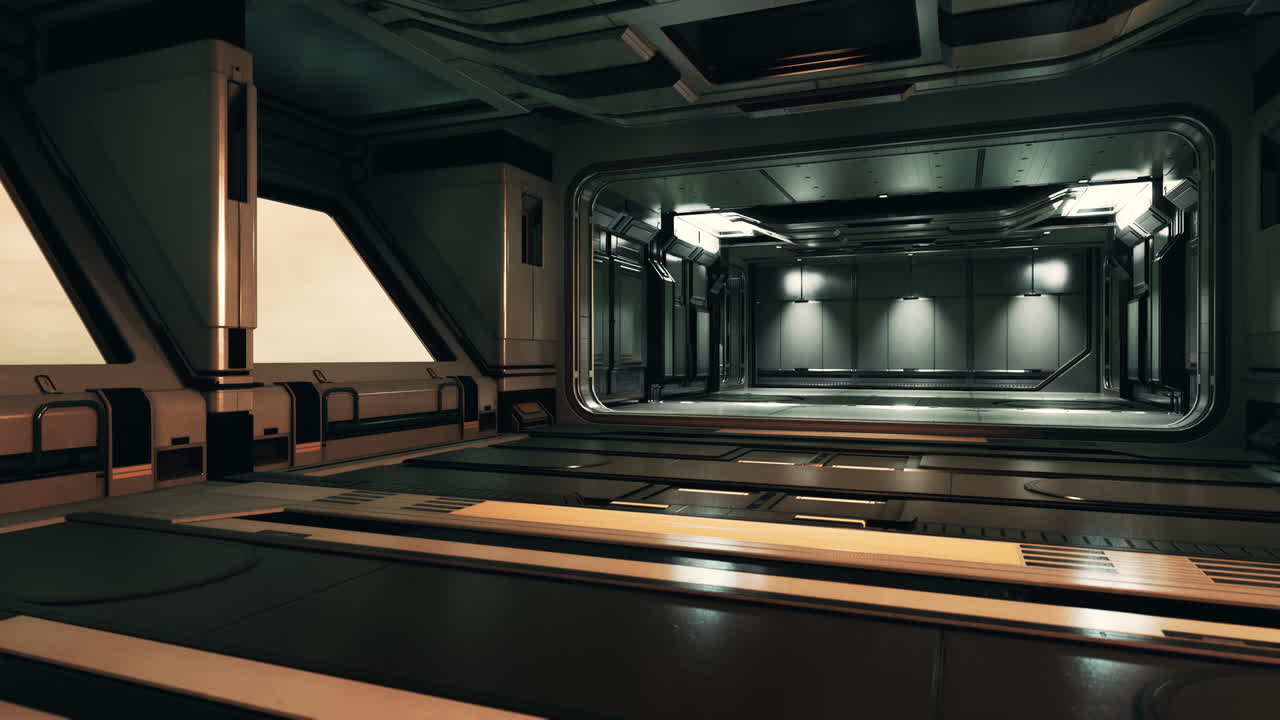 canales metálicos de ciencia ficción en naves espaciales