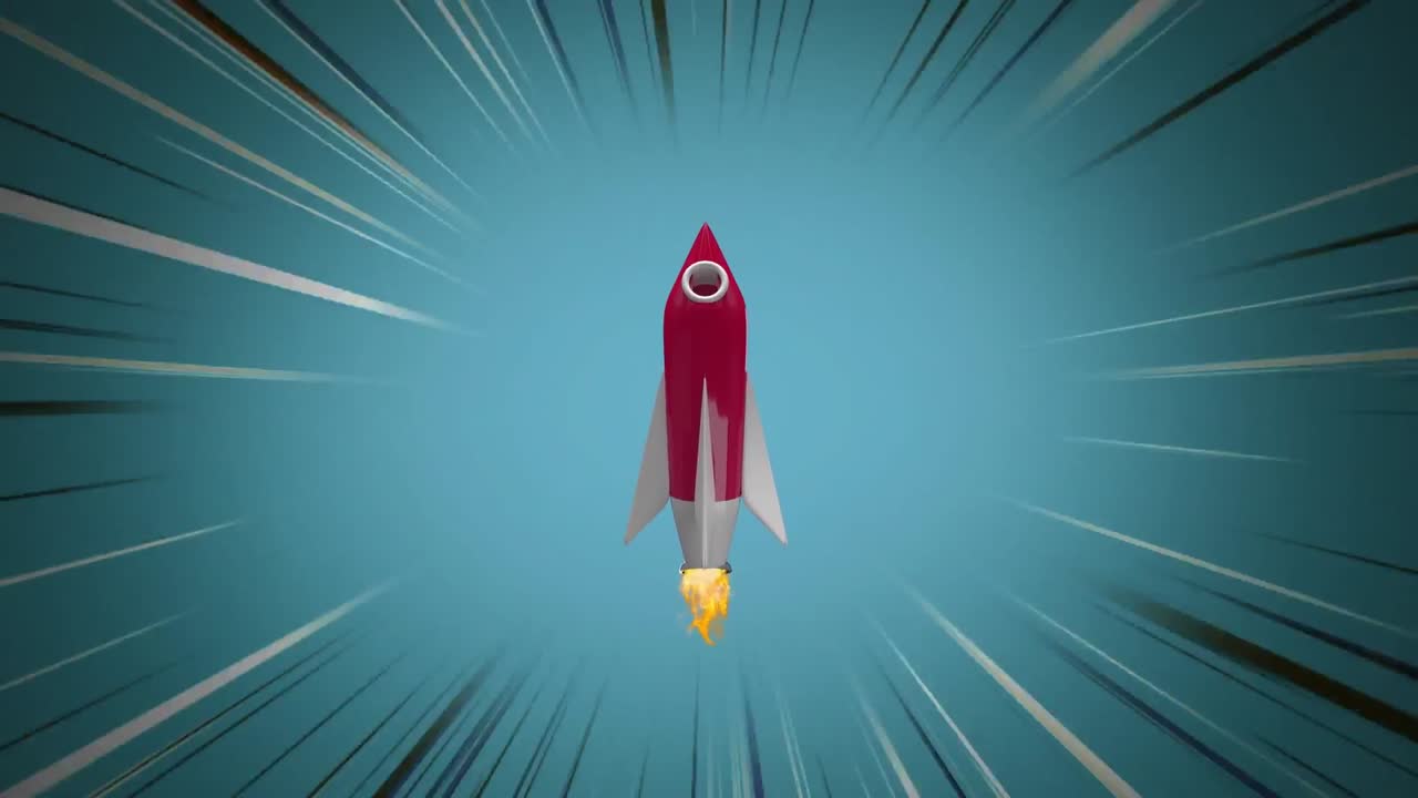 Rocket icon against blue background