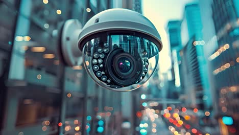 cctv security camera overlooking an urban cityscape