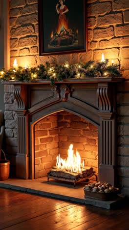 decoración acogedora de la chimenea de navidad