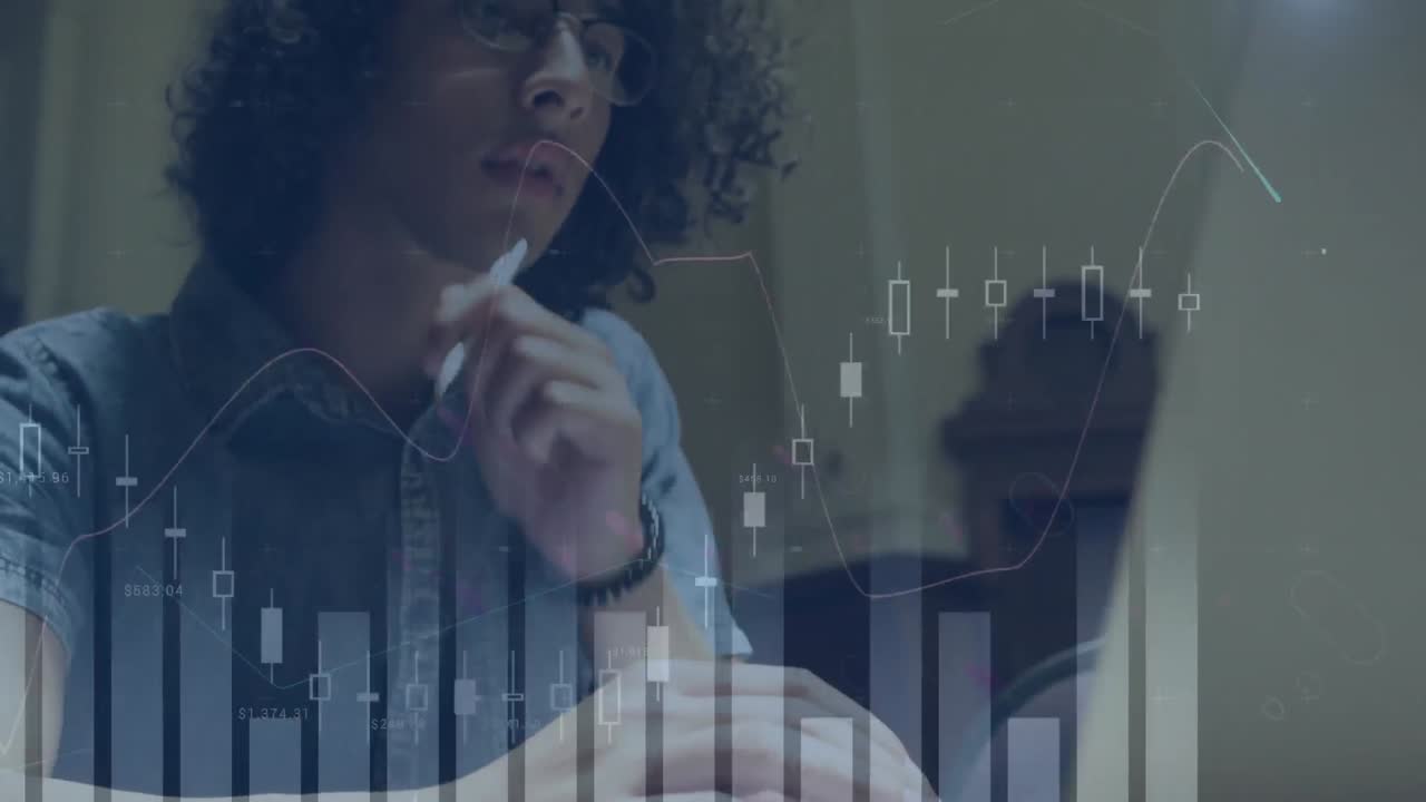 Animated financial data processing over a digital screen is a great way to show your audience how gl