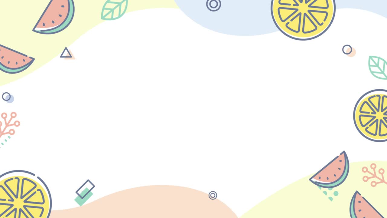 marco simple con patrón geométrico y frutas