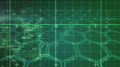 animation of geometrical shapes over green grid