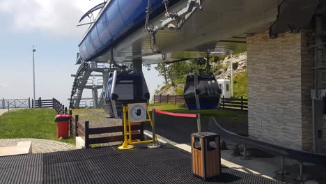 Gondola-Lift-Station-During-Summer-Season,-Cabins-and-Platform-on-Tufandag-Mountain-Resort,-Azerbaijan
