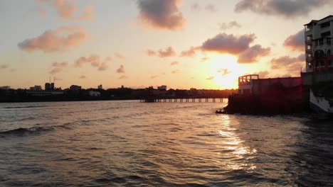 sunset at the old port and town of mombasa