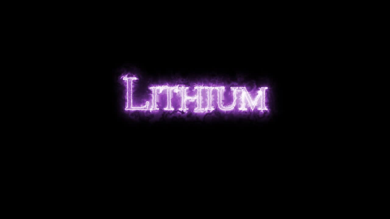 Lithium, chemical element, written with fire. Loop