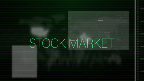 animation of stock market text over data processing