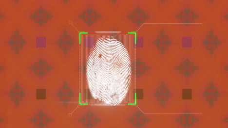animación de la huella digital biométrica y el patrón que se mueve en un bucle sin costuras sobre un fondo naranja