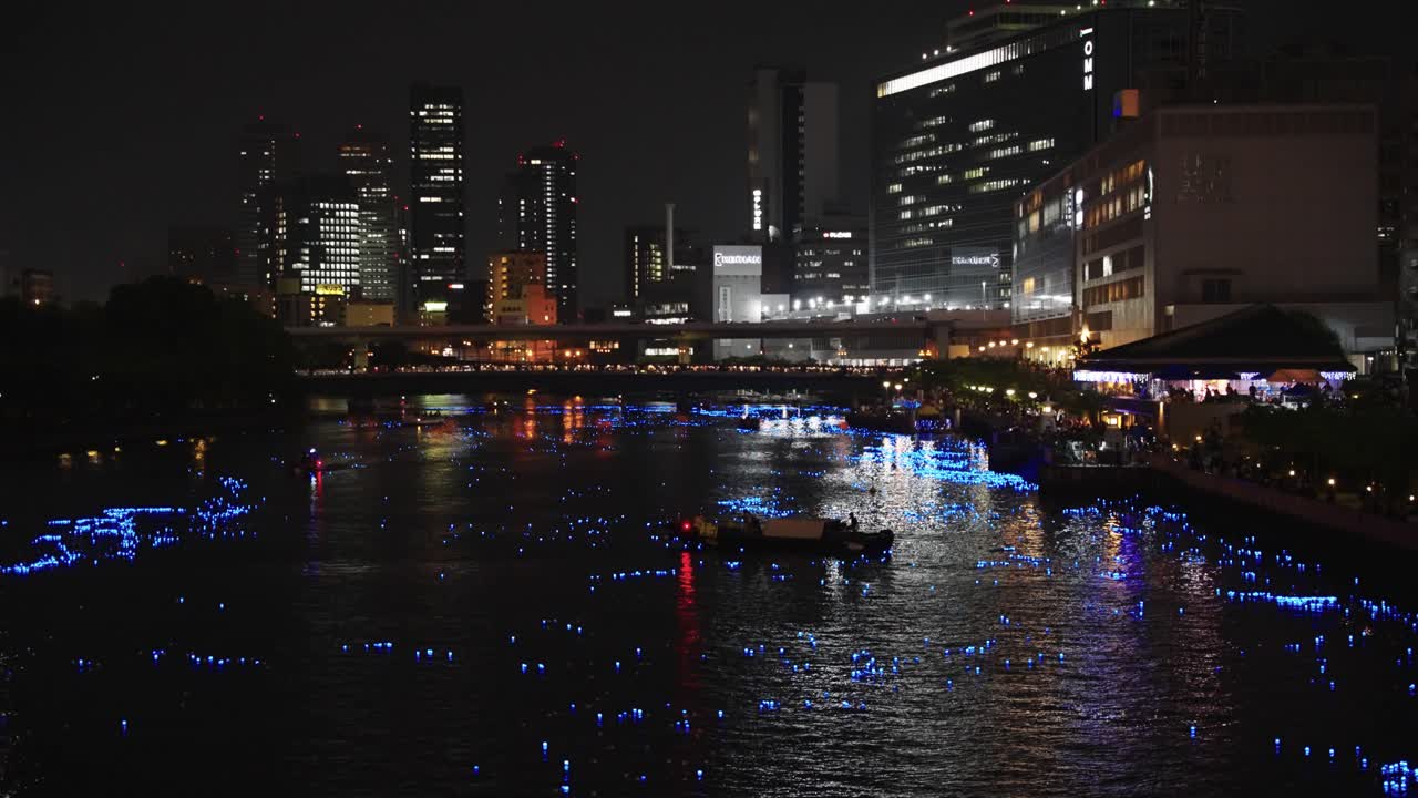 Okawa Milky Way River Illumination for Tanabata Star Festival in Osaka Japan