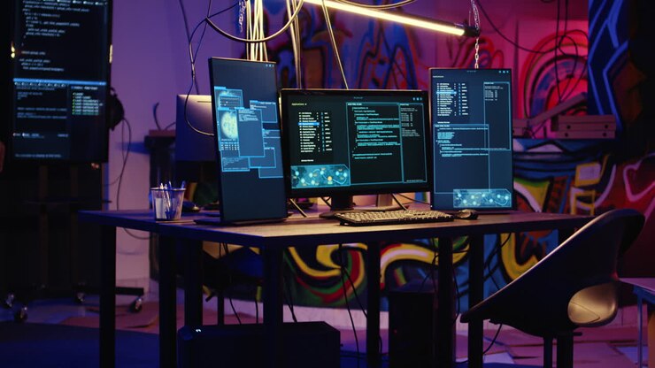 Computer system in underground hideout