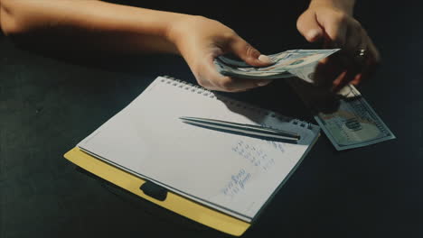 woman planning budget with cash