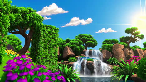beautiful waterfall in a lush forest landscape