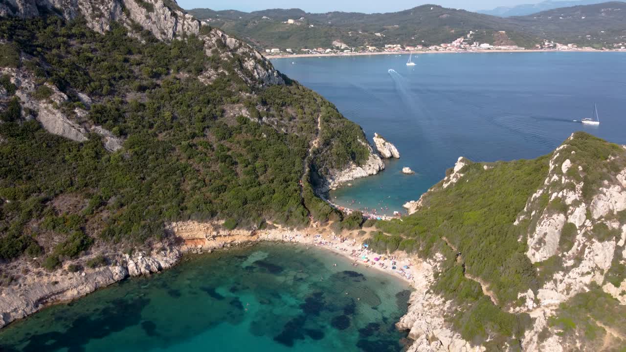 Orbit of Porto Timoni Beach near Afionas Village, Corfu Island, Greece