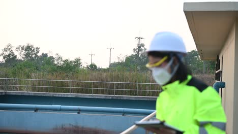 environmental engineers work at wastewater treatment plants