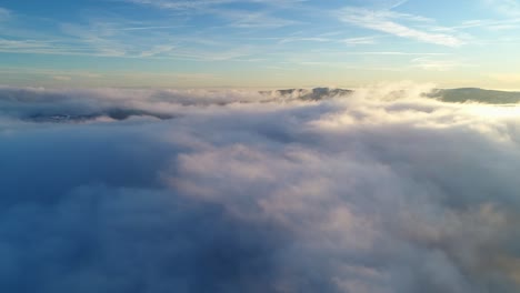 drone flight above moving cloudscape