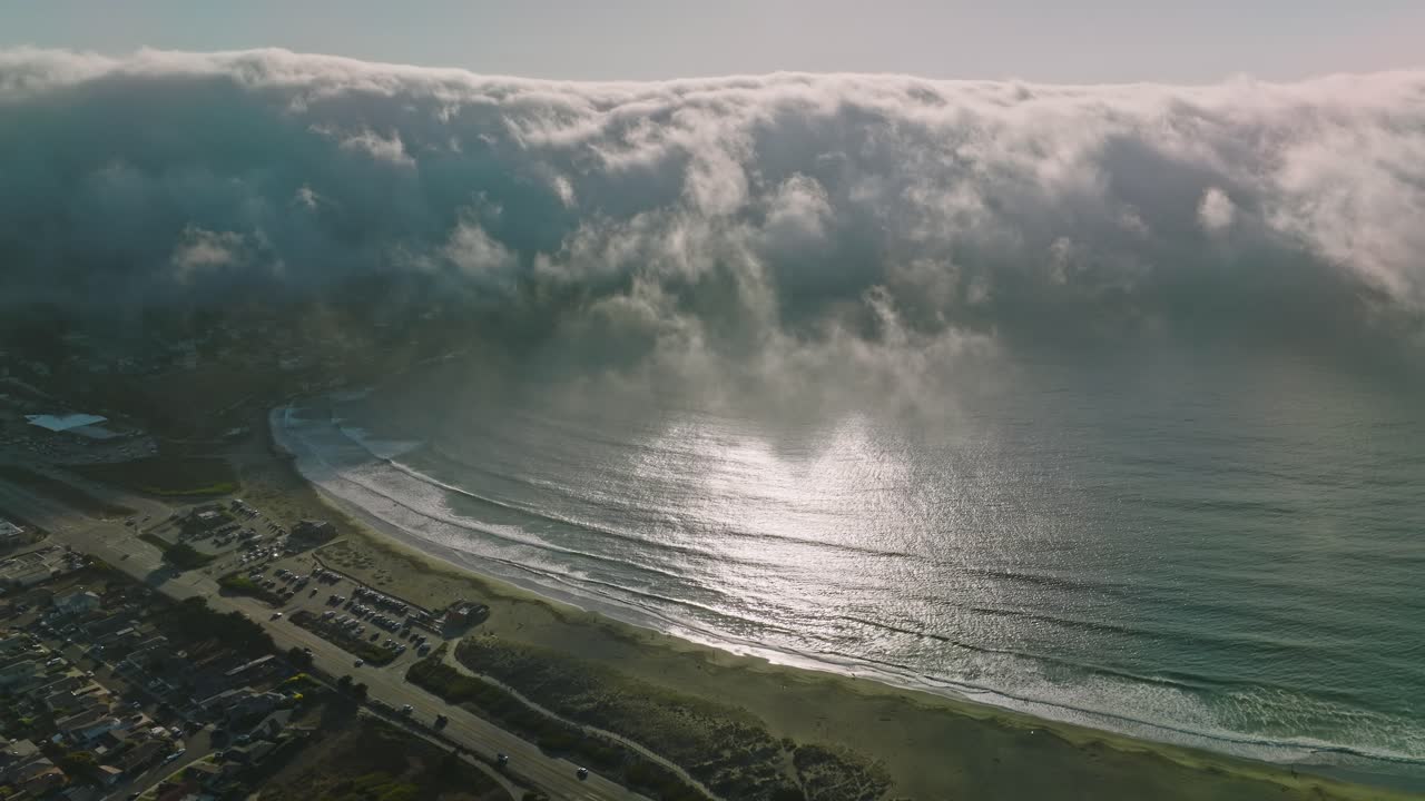 Drone Fly over Cabrillo Highway, CA. Aerial view of McNee Ranch State Park