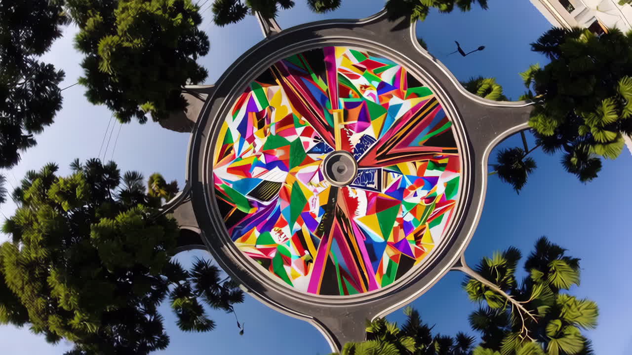 Colorful Circular Mural on a Street