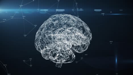 cerebro digital inteligencia artificial ai big data aprendizaje profundo máquina de computadora con código de máquina, bucle sin fisuras animación 3d