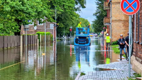 city street flooded after heavy rain