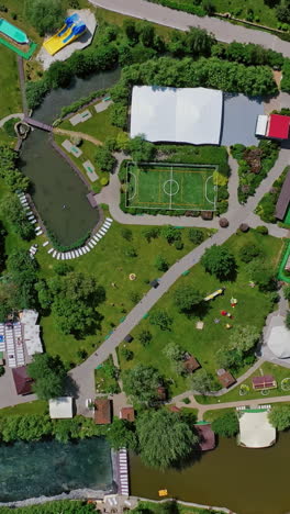 aerial view of a recreational park with water features