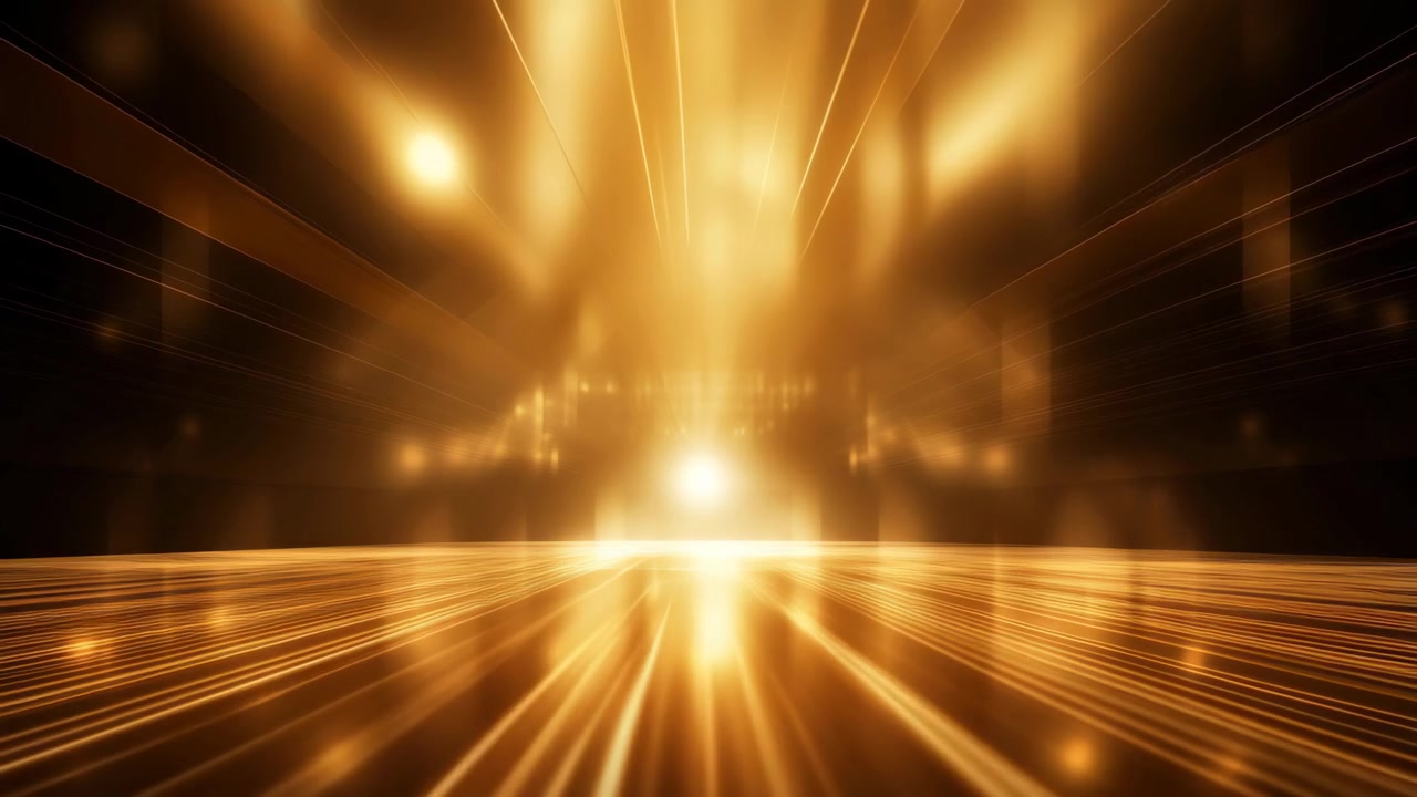 Dynamic Golden Light Rays in a Futuristic Abstract Background