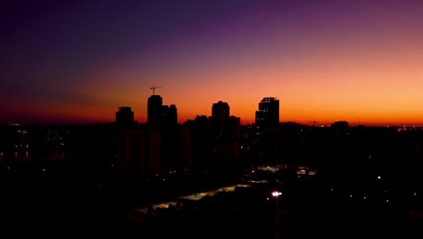 4k aerial video of orange sunset over waterfront downtown st petersburg, florida skyline